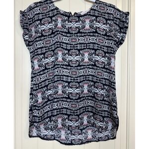 Pink Republic Black Floral Print Short-Sleeve Blouse